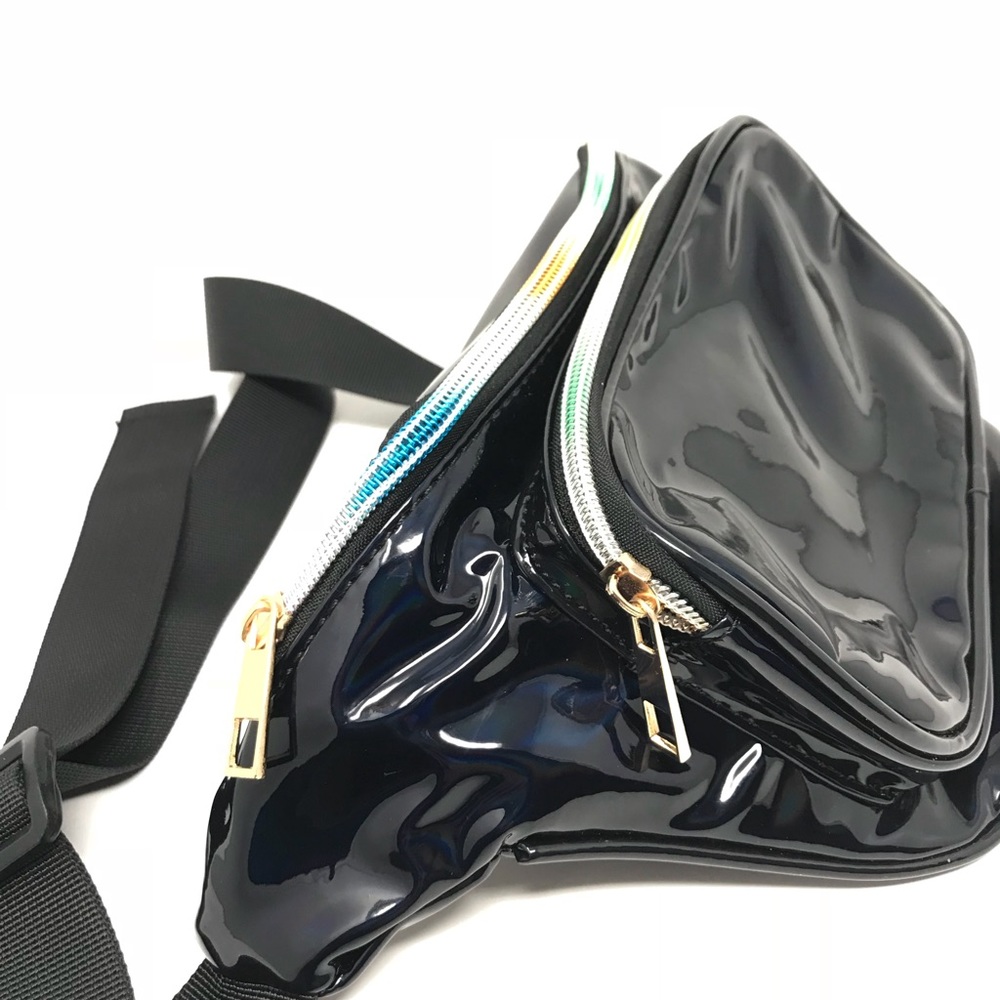 Fanny Pack Polyurethane Mini Bag w Rainbow Shine - Picture 4 of 8